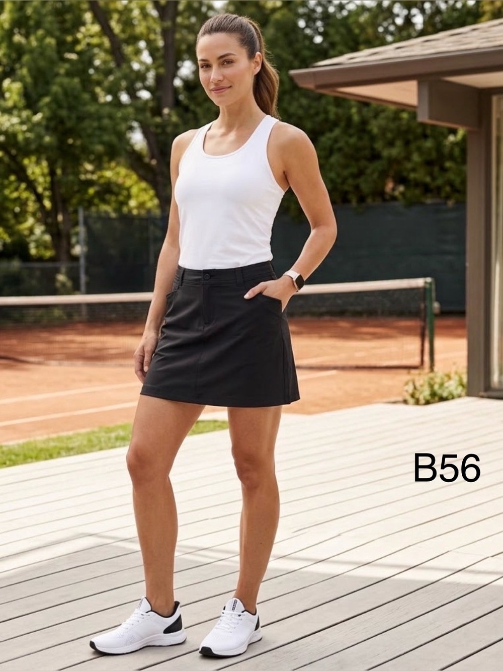 Women’s Black Active Skort - Performance Tennis Skirt,Size 12